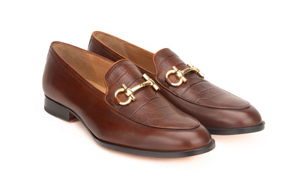Horsebit Loafer with croc embossed apron