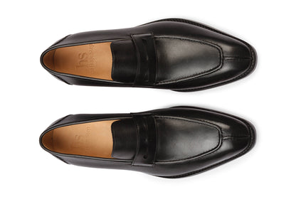 Penny loafer with hand cording on the vamp, toe and back counter