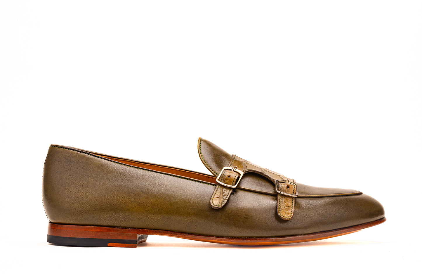 Doublemonk loafer with Croc embossed straps