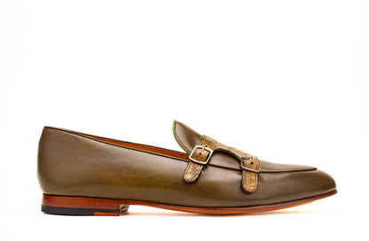 Doublemonk loafer with Croc embossed straps