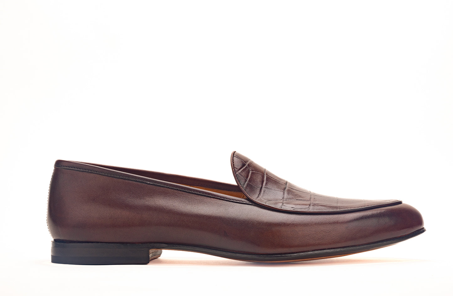 Belgian Loafer with Croc embossed apron