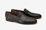 Pebble Grain Loafer With Patent Full Saddle