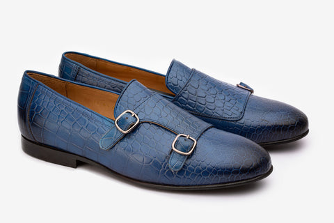 Double Buckle Croc Print Loafer
