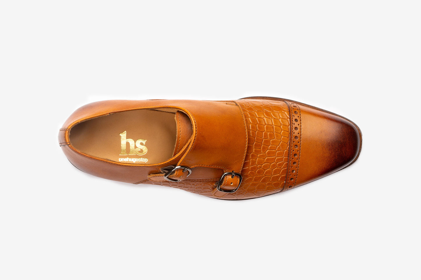 ToeCap Brogue Double Monk With Croc Embosed Vamp-T