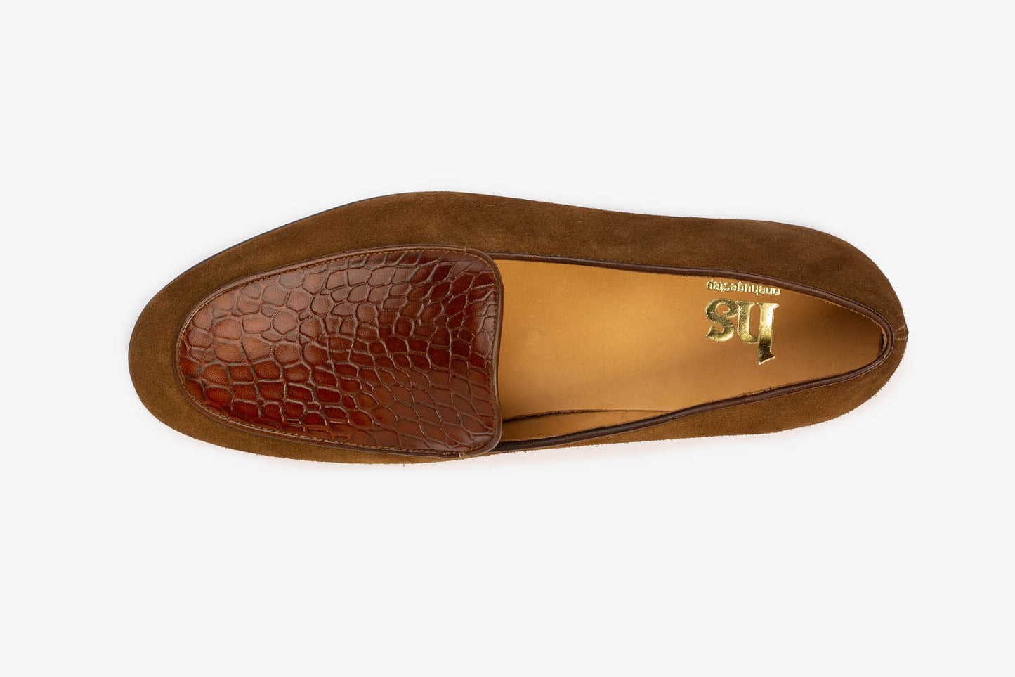 Twin Texture belgium loafer With Croc Embossed Apron