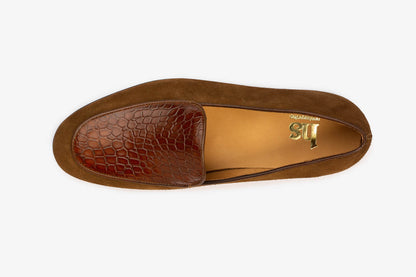 Twin Texture belgium loafer With Croc Embossed Apron
