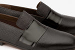 Pebble Grain Loafer With Patent Full Saddle