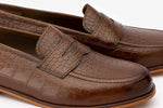 Croc Embosed Penny Loafer With Cord stiching on Vamp