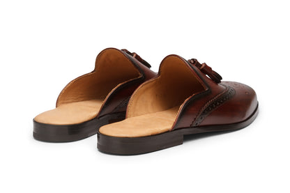 Wingcap Brugue Tassels Mule Patina