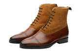 Combination Boots- Camel Suede & Medium Brown