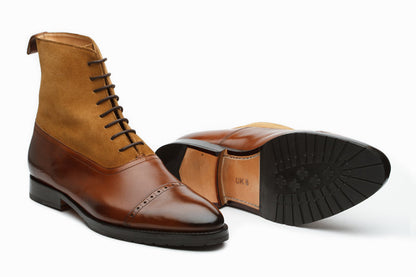 Combination Boots- Camel Suede & Medium Brown