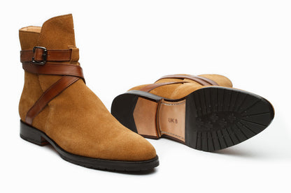Boots With Straps-Camel Suede