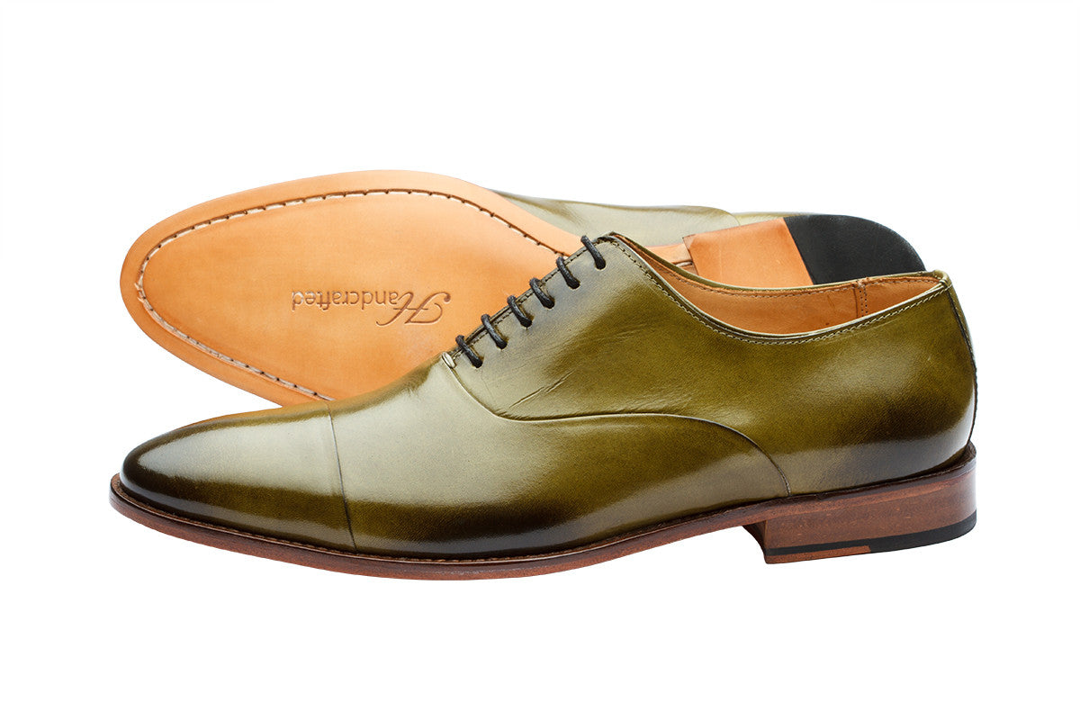 TOE CAP PLEATED OXFORD – OLIVE GREEN