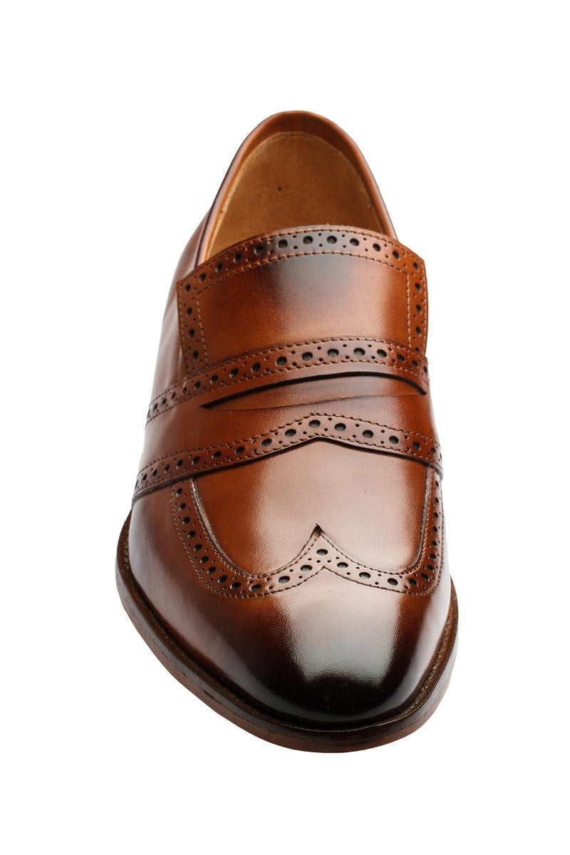 WINGCAP BROGUE PENNY LOAFER – TAN