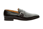 PLAIN VAMP SLIP ON WITH ORNAMENTAL STRAP AND BUCKLE- BLACK