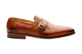 PLAIN VAMP SLIP ON WITH ORNAMENTAL STRAP AND BUCKLE -TAN