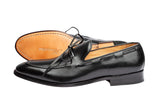 PENNY LOAFER WITH CORD STICH ON VAMP and ORNAMENTAL LACING – BLACK