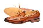 PENNY LOAFER WITH CORD STICH ON VAMP and ORNAMENTAL LACING – TAN