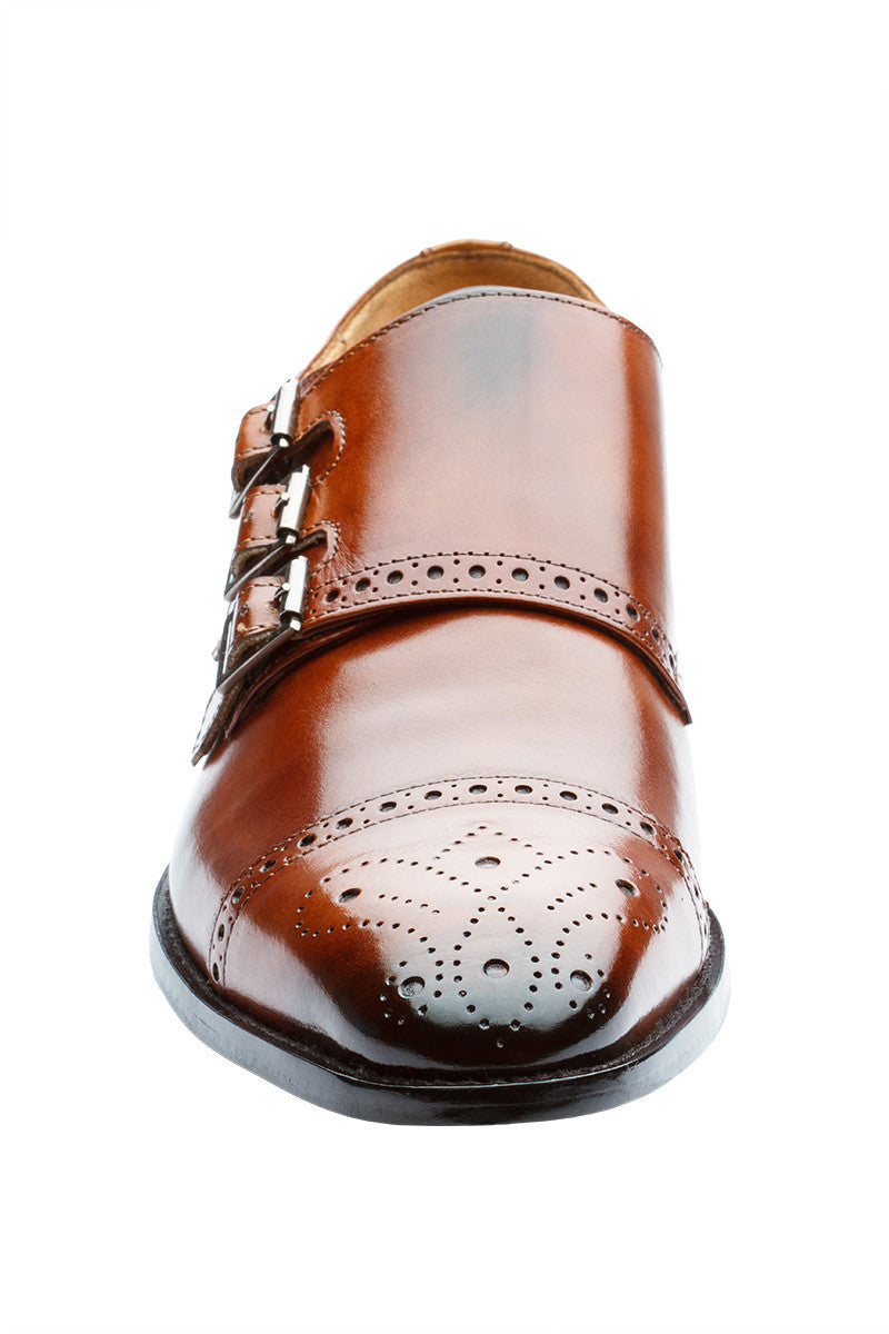 TOECAP TRIPLE STRAP BROGUE MONK– BRUNO