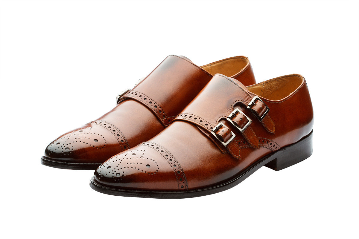 TOECAP TRIPLE STRAP BROGUE MONK– BRUNO