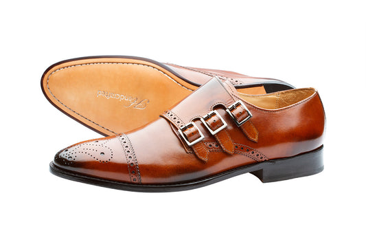 TOECAP TRIPLE STRAP BROGUE MONK– BRUNO