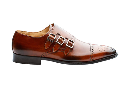 TOECAP TRIPLE STRAP BROGUE MONK– BRUNO