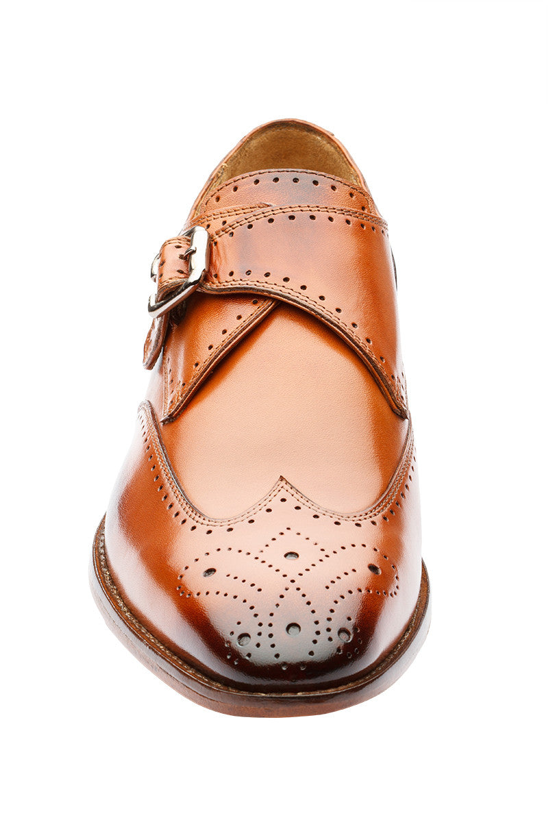 WINGCAP SINGLE STRAP BROGUE MONK – TAN