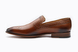 BROGUE LOAFER WITH MEDALLION –TAN