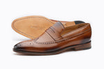 LONGWING SADDLE LOAFER WITH MEDALLION-TAN