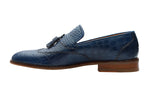 Wingcap Croc Print Tassel Loafer–Cobalt Blue
