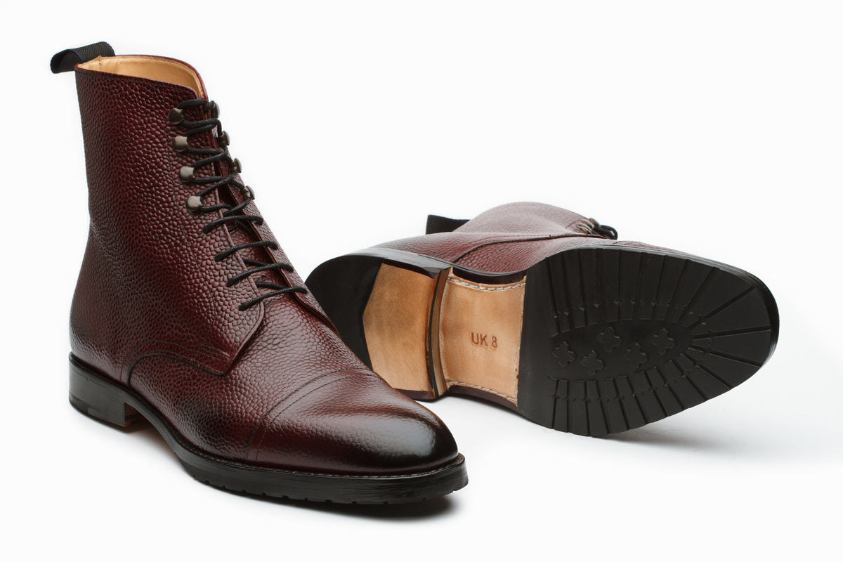 Grain Leather Boots –Burgundy