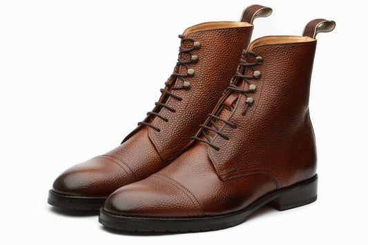 Grain Leather Boots –Medium Brown
