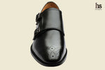 Double Strap Monk With Medallion - Black
