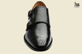 Double Strap Monk With Medallion - Black