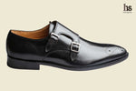 Double Strap Monk With Medallion - Black