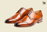 Wing Cap Brogue Derby With Medallion – Tan